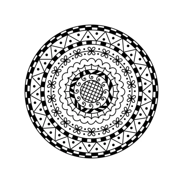 Mandala Rond Vecteur Ornement Décoratif Ethnique Coloriage Livre Stress Pour — Image vectorielle