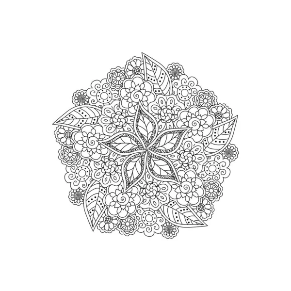 Vector Deco Black Floral Mandala Pattern Design Element Раскраска Страницы — стоковый вектор