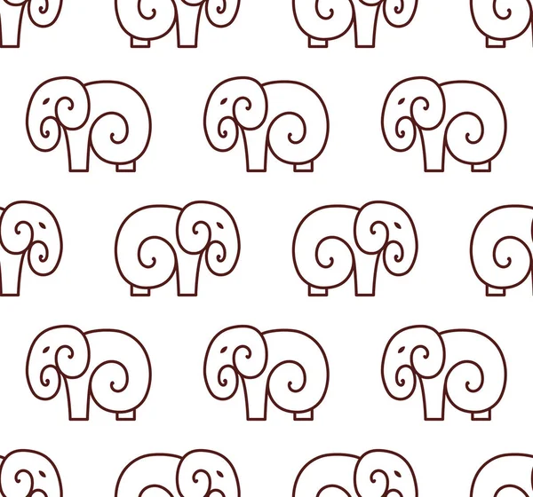 Векторный Бесшовный Рисунок Простого Слона One Line Art Design — стоковый вектор