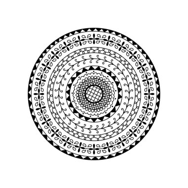 Vector round mandala. Etnik dekoratif süs. Yetişkinler için boyama sayfası anti-stres
