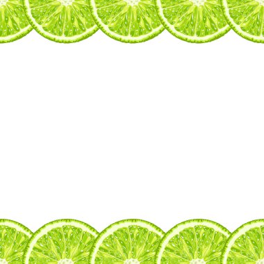 Limon dilimlerinin vektörsüz dekoratif yatay kenarı. Gerçekçi narenciye arkaplanı