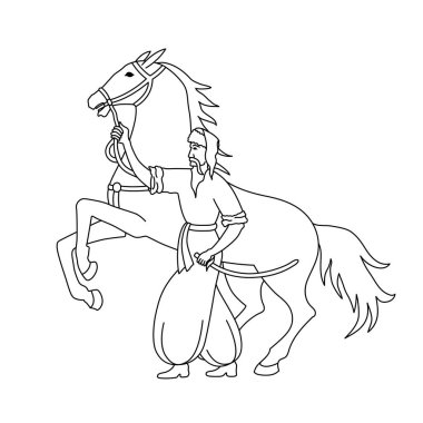 Kılıç ve atla Kazak 'ın vektör çizimi