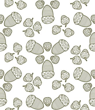 Grafik meşe palamudunun kusursuz deseni. Doğa arkaplanı