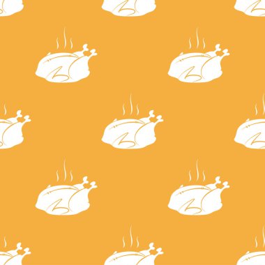 Turuncu arka planda sıcak şükran günü hindisinin kusursuz şekli. El çizimi hindi.