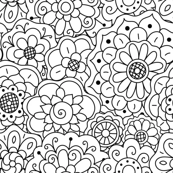 Modèle Vectoriel Sans Couture Dessin Main Mandalas Doodle Floral Livre — Image vectorielle