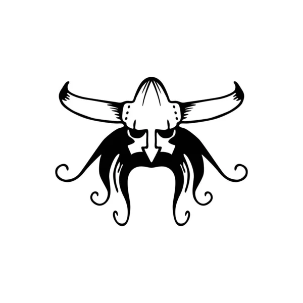 ベクター古代のバイキングの頭のロゴ 頭型ロゴタイプ — ストックベクタ