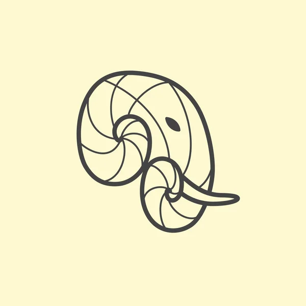 Vector Elephant Head Logo Design Line Art Elephant Logotype — Stock Vector