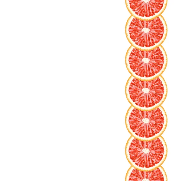 Borde Vertical Decorativo Sin Costura Vectorial Rodajas Pomelo Fondo Realista — Archivo Imágenes Vectoriales