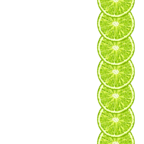Vector Seamless Decorative Border Lime Slice Realistic Citrus Background Copy — Stock Vector