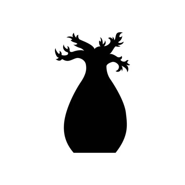 Векторний Силует Баобабського Дерева Чорне Дерево Баобабу — стоковий вектор