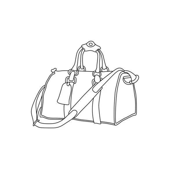 Ilustración Vectorial Bolsa Viaje Maleta Dibujo Mano — Vector de stock