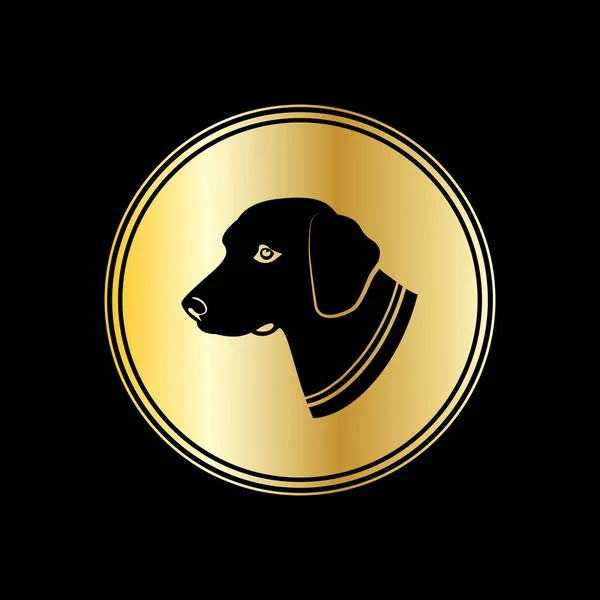 金の円で犬の頭のベクトルシルエット 2018年のシンボル — ストックベクタ