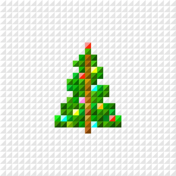 Vector Pixel Kunst Kerstboom Vlakke Constructie — Stockvector