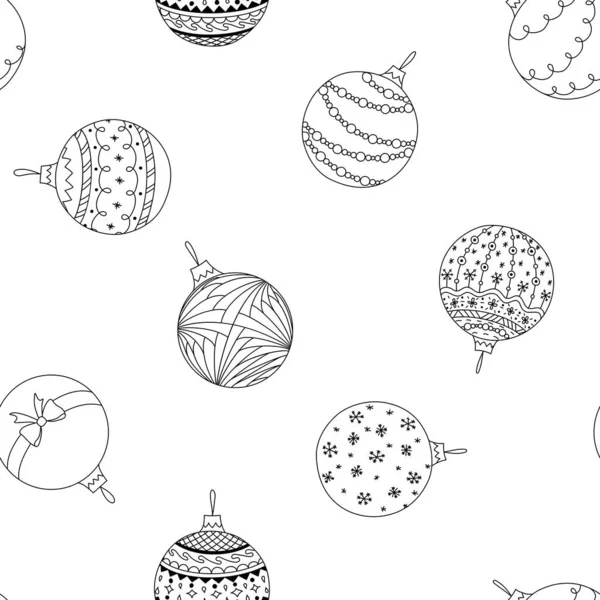 手描きのベクトルシームレスパターンクリスマスボールおもちゃ — ストックベクタ