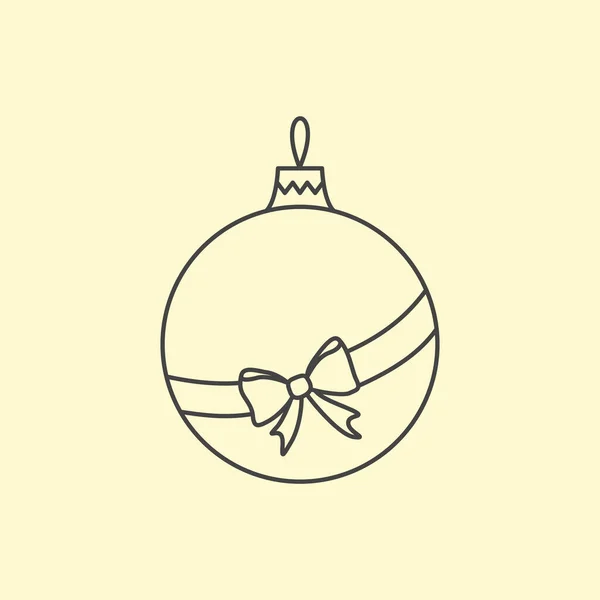 Vector Einfache Weihnachtsbaumkugel Mit Schleife Und Schleife Linienkunst — Stockvektor
