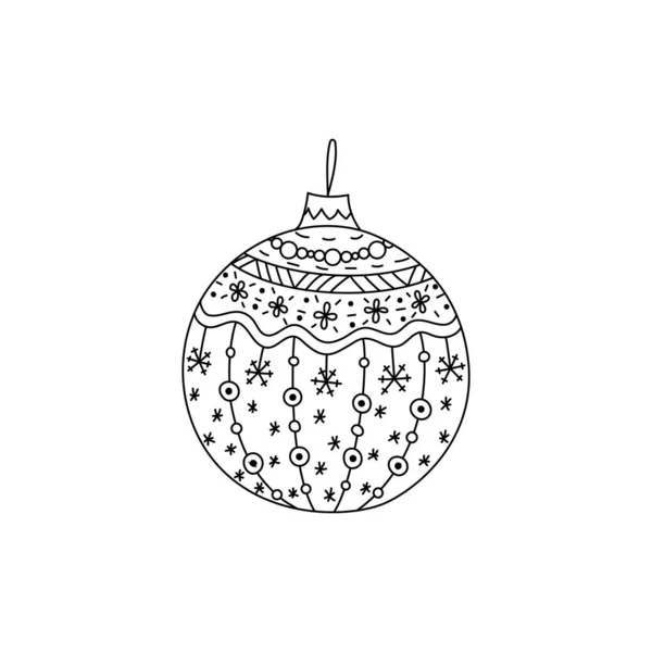 クリスマスボールのおもちゃを描いたベクトル手 クリスマスのぬりえページブック — ストックベクタ