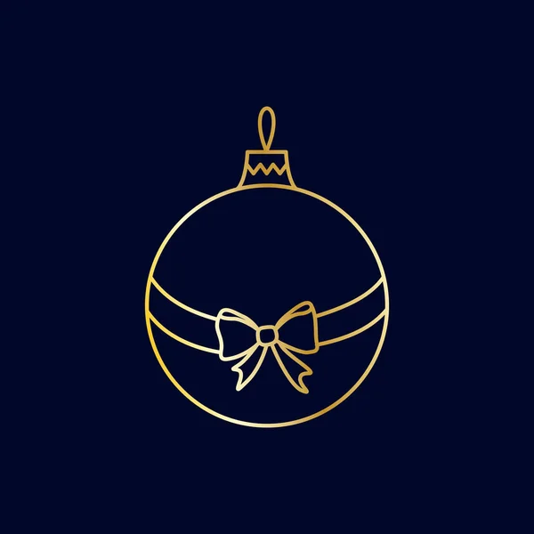 Vector Simple Bola Árbol Navidad Oro Con Cinta Lazo Diseño — Archivo Imágenes Vectoriales