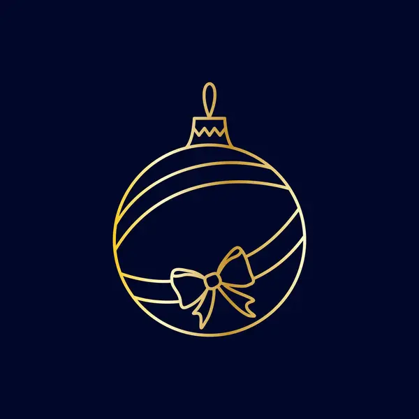 Vector Simple Bola Árbol Navidad Oro Con Cinta Lazo Diseño — Archivo Imágenes Vectoriales