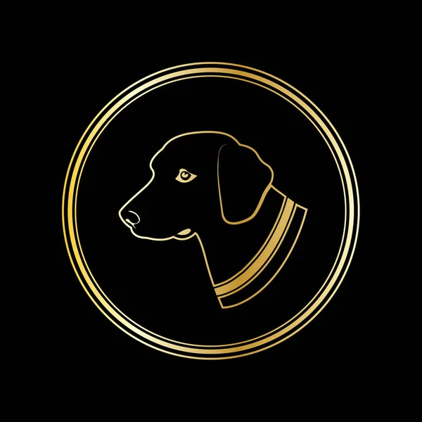 金の円で犬の頭のベクトルシルエット 2018年のシンボル — ストックベクタ