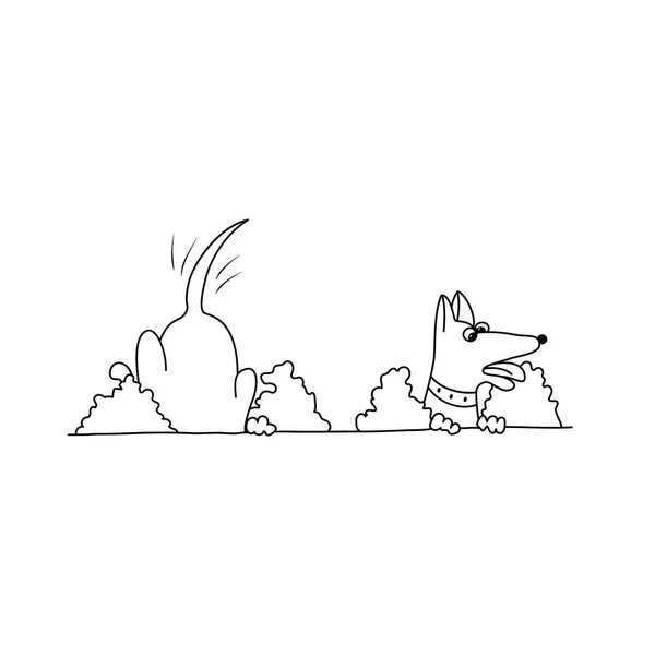 ベクトル漫画黄色の犬が地球上でノラを燃やしている 2018年のシンボル ぬりえページブック — ストックベクタ