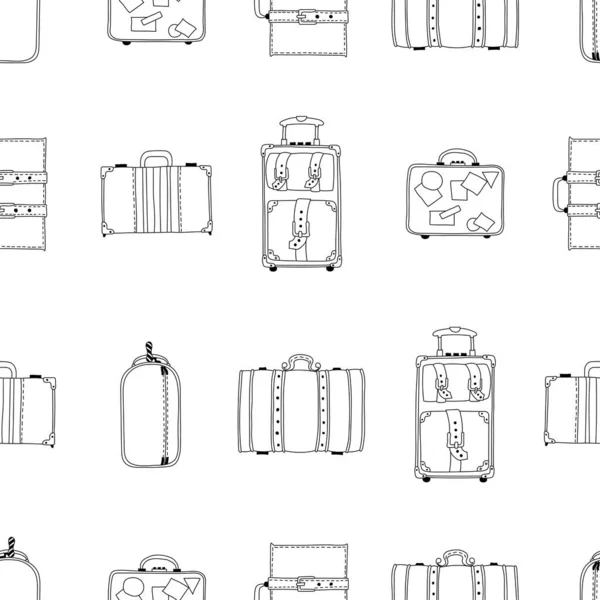 Vektor Nahtloses Muster Aus Handgezeichneten Koffern — Stockvektor