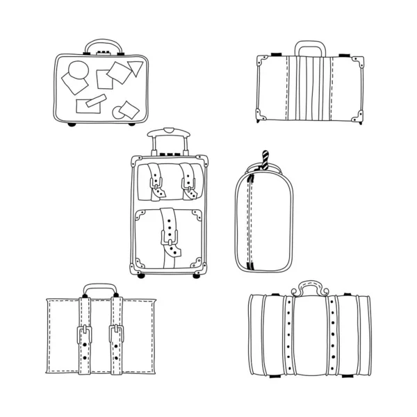 Vektor Illustration Der Handzeichnung Koffer Set — Stockvektor