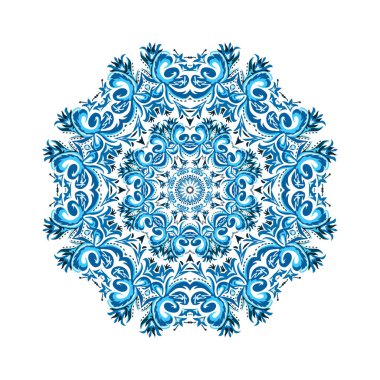 Mandala 'lı süs kartı tasviri. Vektör içinde yapılan geometrik daire ögesi.