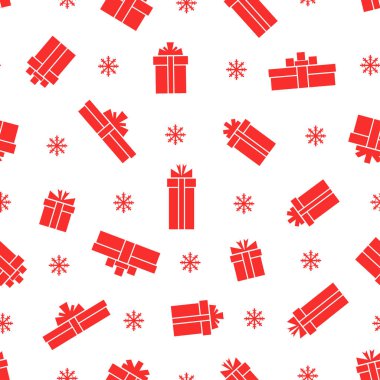 Kusursuz hediye kutusu deseni, beyaz arkaplanda kırmızı hediye kutuları