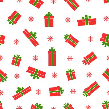 Kusursuz hediye kutusu deseni, beyaz arkaplanda kırmızı hediye kutuları