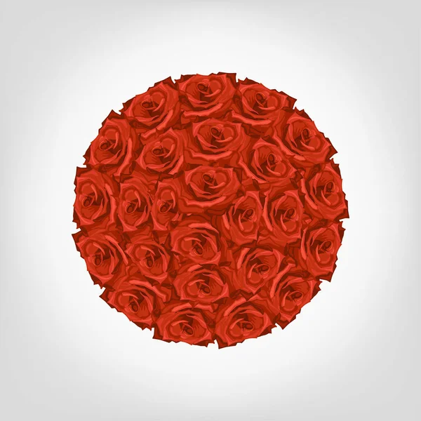 Illustration Der Runden Aus Roten Rosen Auf Weißem Hintergrund — Stockvektor