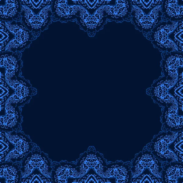Vector Decorative Frame Copy Space Frame Made Blue Snowflakes Dark — Stock Vector