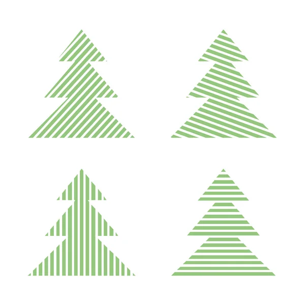 Conjunto Gráficos Lineales Estilizados Árboles Navidad — Vector de stock