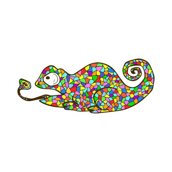 Camaleón Mosaico Vectorial Lindo Animal Dibujos Animados Colorido — Archivo Imágenes Vectoriales