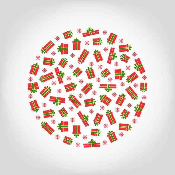 Векторный Круг Красной Подарочной Коробки Снежинки Рождественский Фон Поздравительные Открытки — стоковый вектор