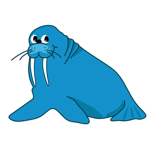 Illustratie Van Walrus Blauw Witte Achtergrond — Stockvector