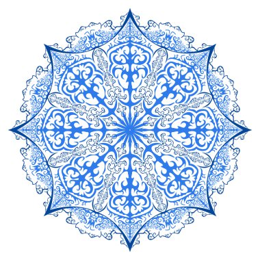 Süslü bir kar tanesi. İzole vektör çizim.