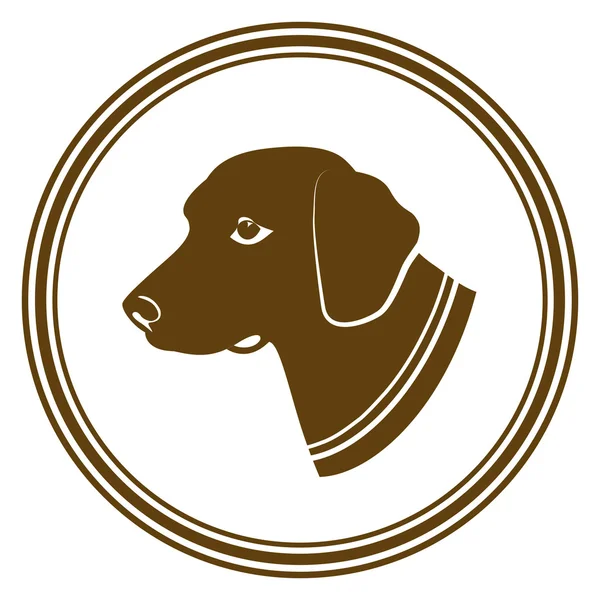 Illustration de signe de tête de chien brun blanc rond. — Image vectorielle