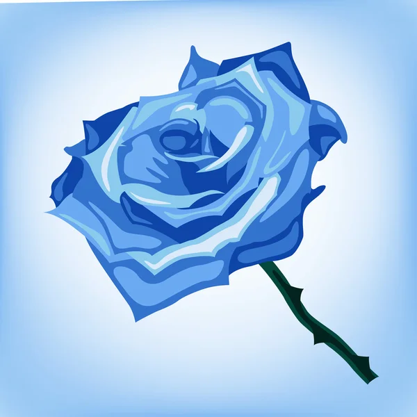 Illustration of blue frozen rose on a blue background — Stock Vector