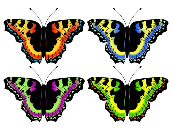 Набір з чотирьох векторних метеликів — стоковий вектор