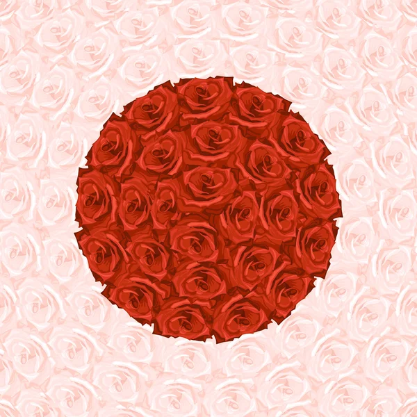 从红玫瑰玫瑰从背景上一轮的插图 — 图库矢量图片