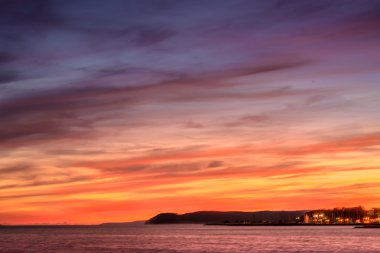 Günbatımı sahil Hırvatistan.