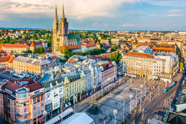 Letecké Panorama Záhřeb. — Stock fotografie