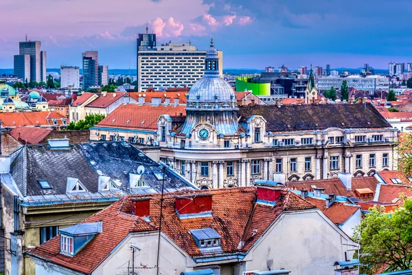 Zagreb downtown rooftoops cityscape — Stock Photo, Image