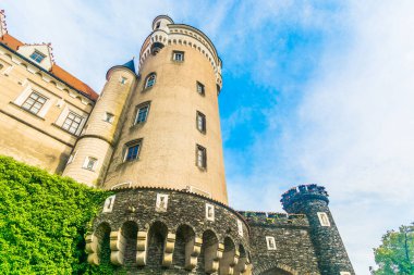 Scenic image capturing the intricate architectural details of old castle in Czech Republic, showcasing its Gothic and Renaissance elements