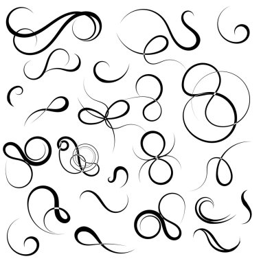 Koleksiyon çizgi, dalgalar ve kaligrafi öğeleri