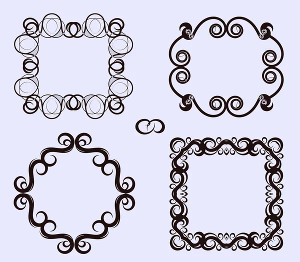 Set of calligraphic frames vector. Frames to decorate the design in vintage style — Stock Vector