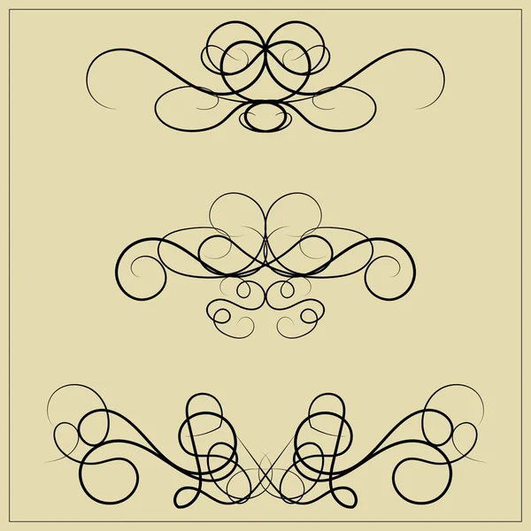 Kaligrafik çizgiler ve süsler retro tarzı topluluğu. Hat tasarımı için. Kaligrafi swirls kümesi