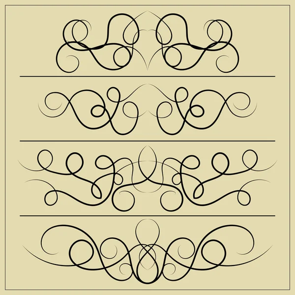 Reihe kalligrafischer Gestaltungselemente — Stockvektor