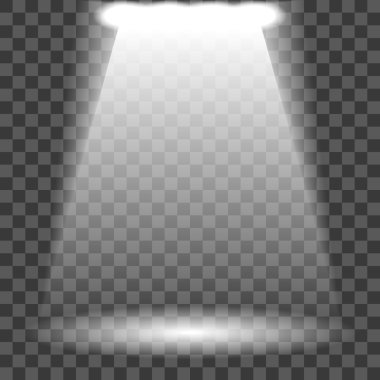 Vektör beyaz bir projektör. Bir ışık demeti etkisi