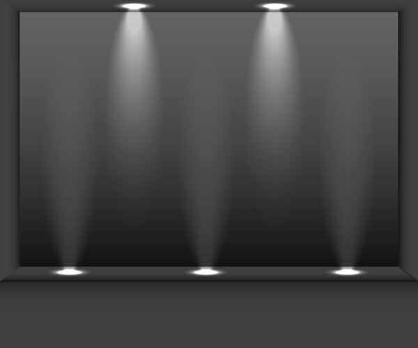 Black interior room with light effects. Dark scene light